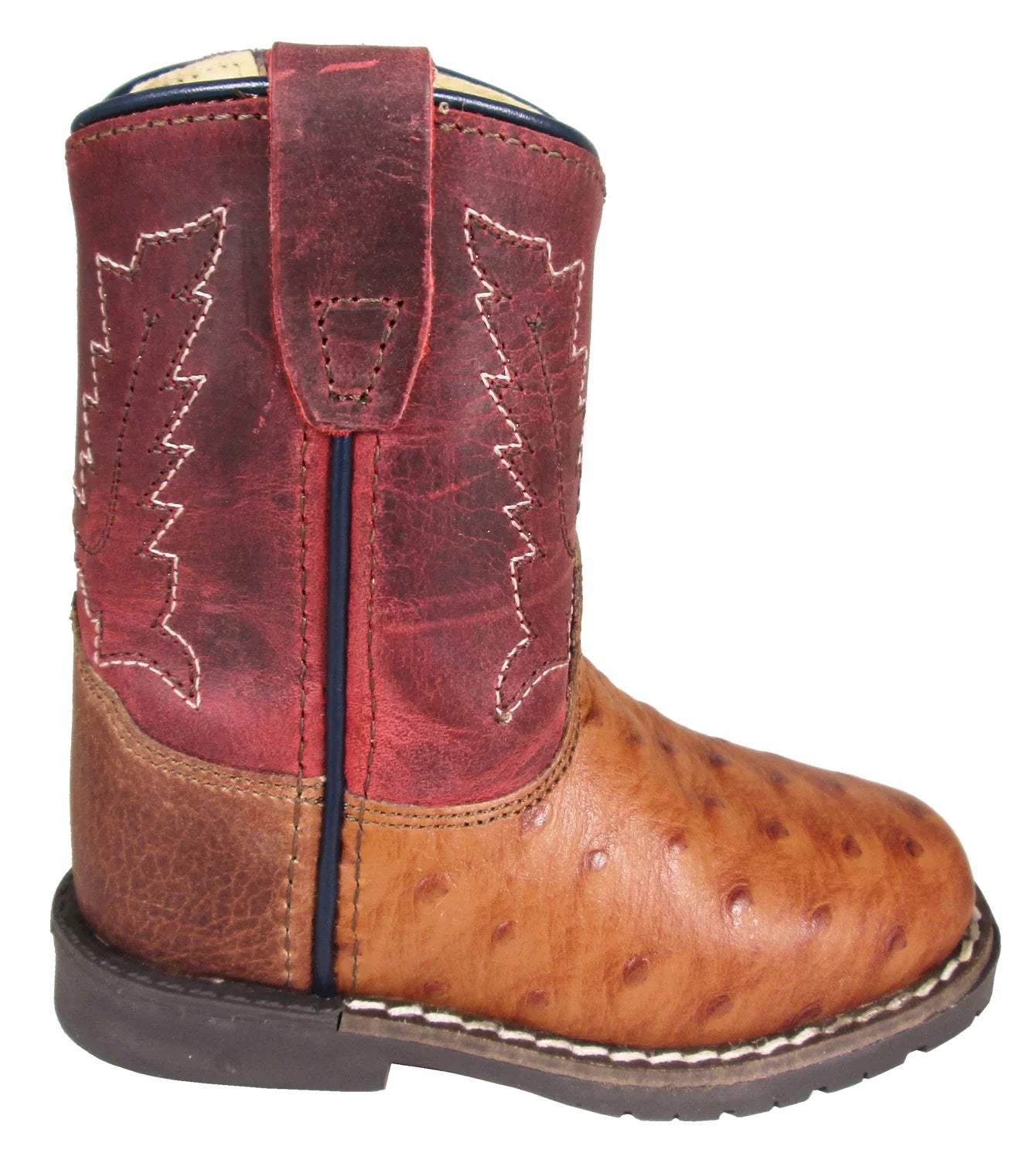 Smoky Mountain Infant Cognac & Burgundy Ostrich Print Boot STYLE 3057T