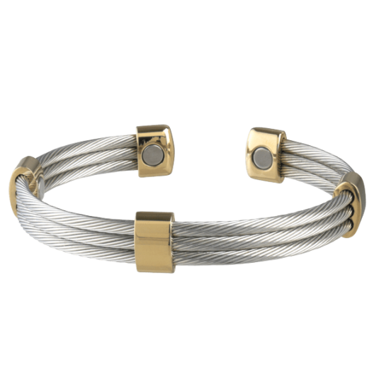Sabona Trio Cable Stainless/Gold Magnetic Bracelet STYLE 363