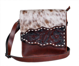 Rafter T Ranch Co. Tooled Hair on Hide Cross Body STYLE BL2905