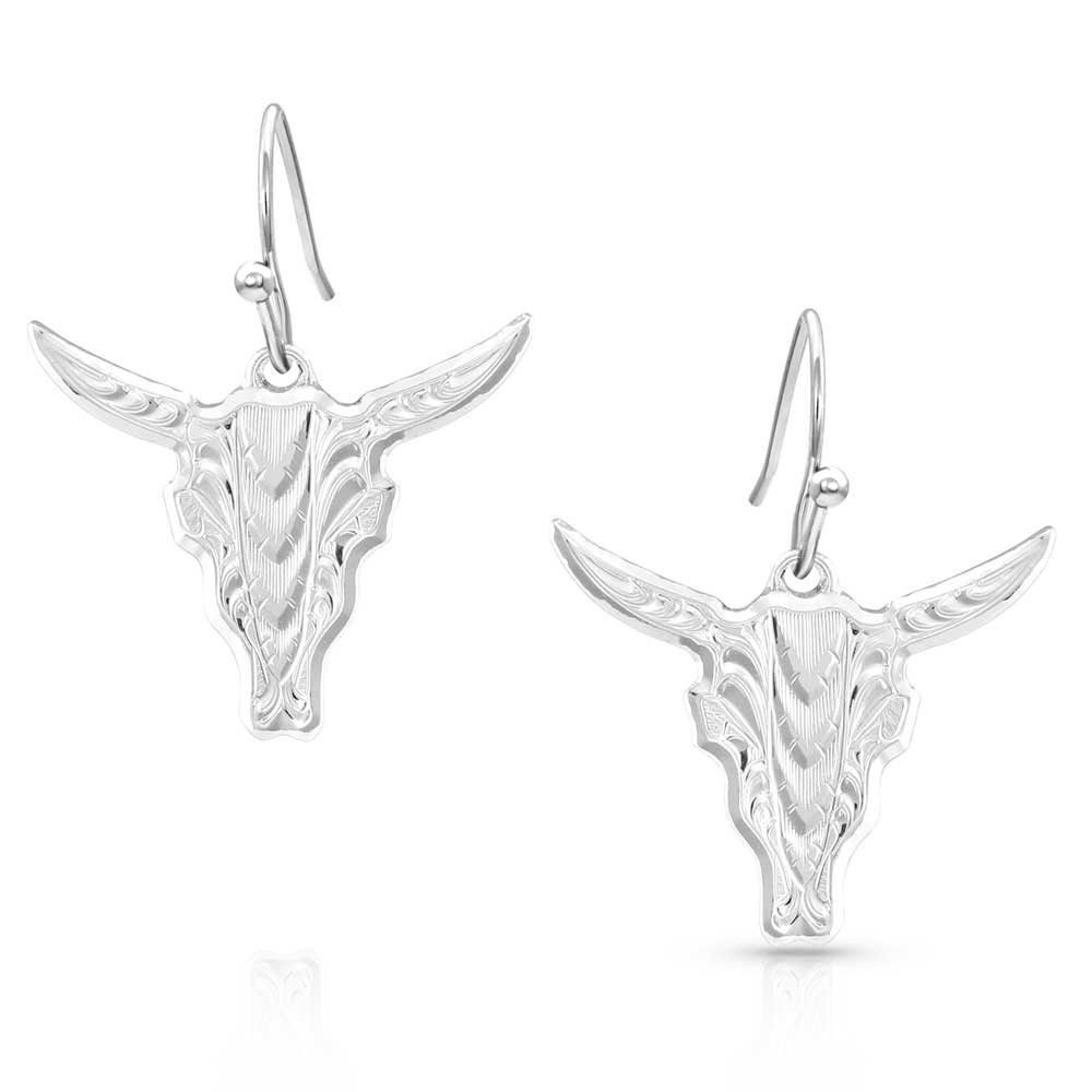 Montana Silversmiths Chiseled Steer Head Earrings STYLE ER5397