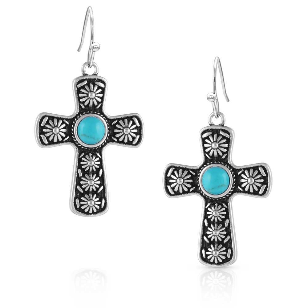 Montana Silversmiths Bold in Faith Turquoise Cross Earrings STYLE ER5525