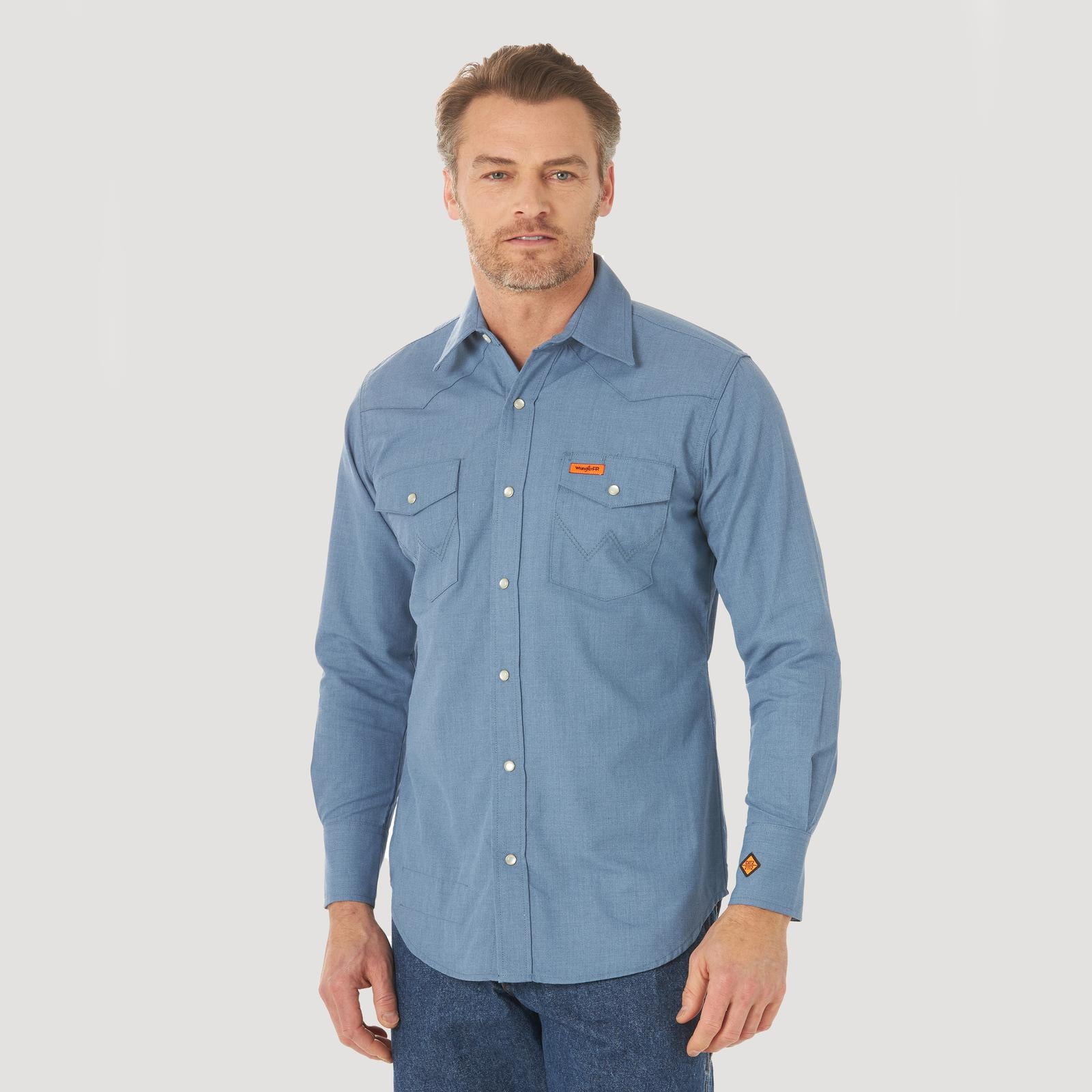 Wrangler Men's FR Flame Resistant Long Sleeve Work Shirt STYLE FR145BL