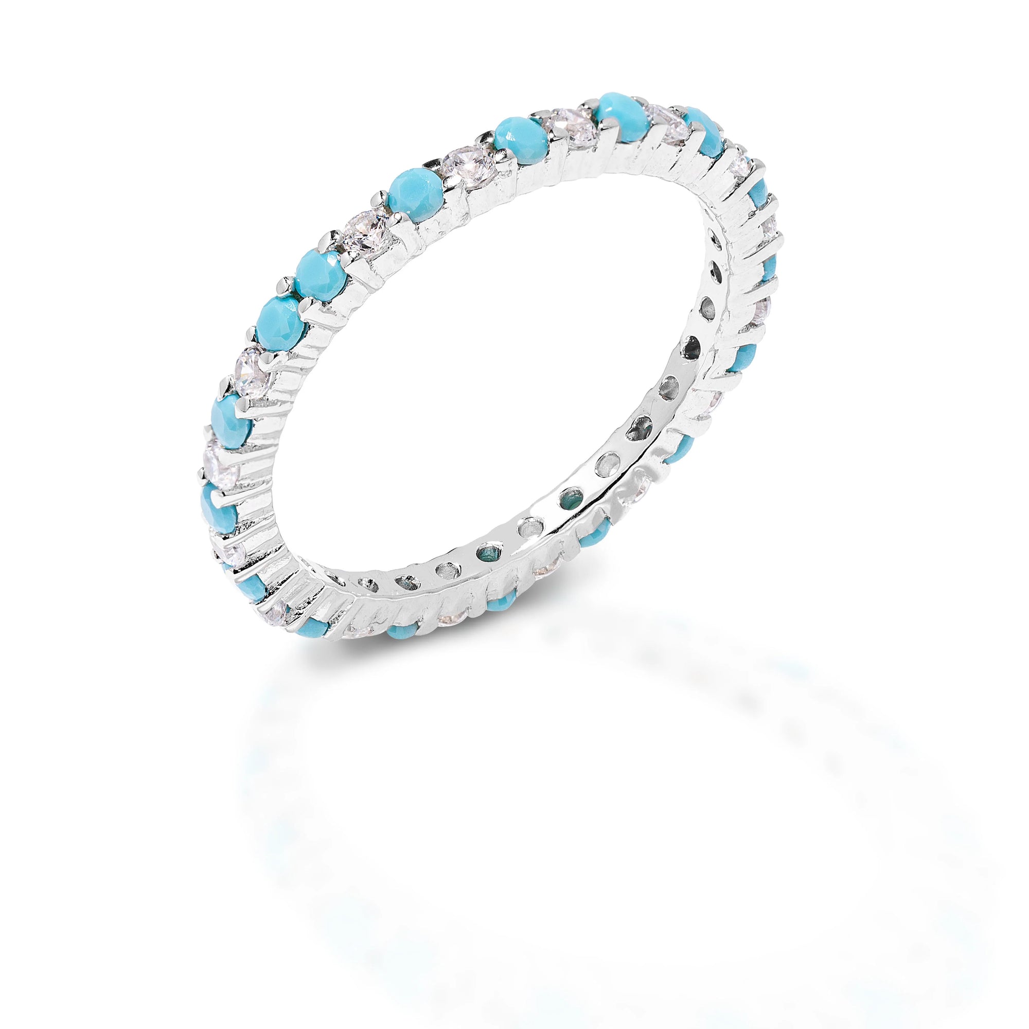 Kelly Herd Clear And Turquoise Eternity Ring STYLE KH-TBQ-CL