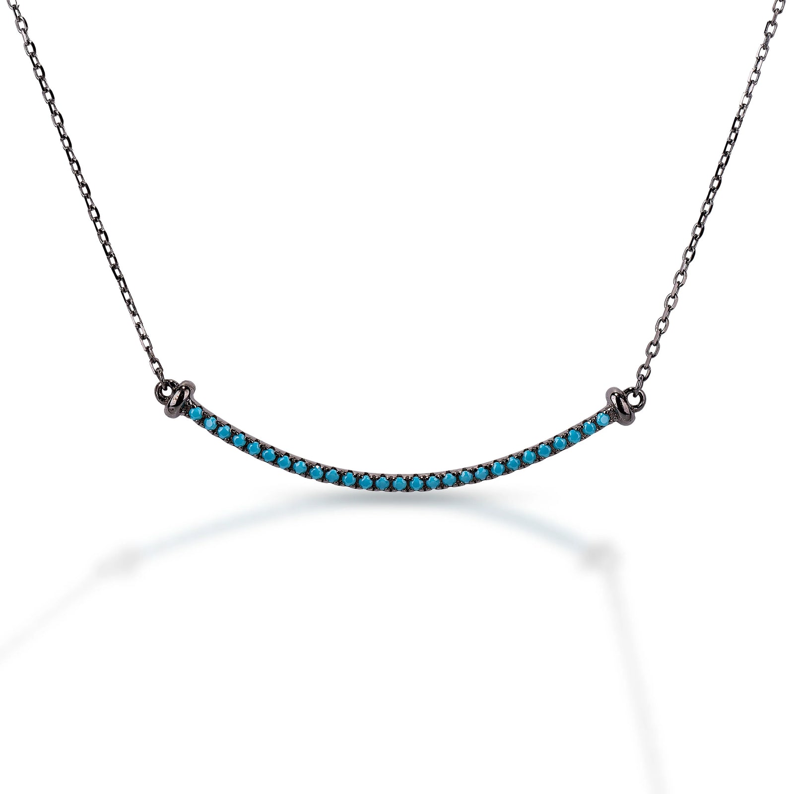 Kelly Herd Black Rhodium Plated Line Turquoise Stone Necklace STYLE KHSBGP01103TQ