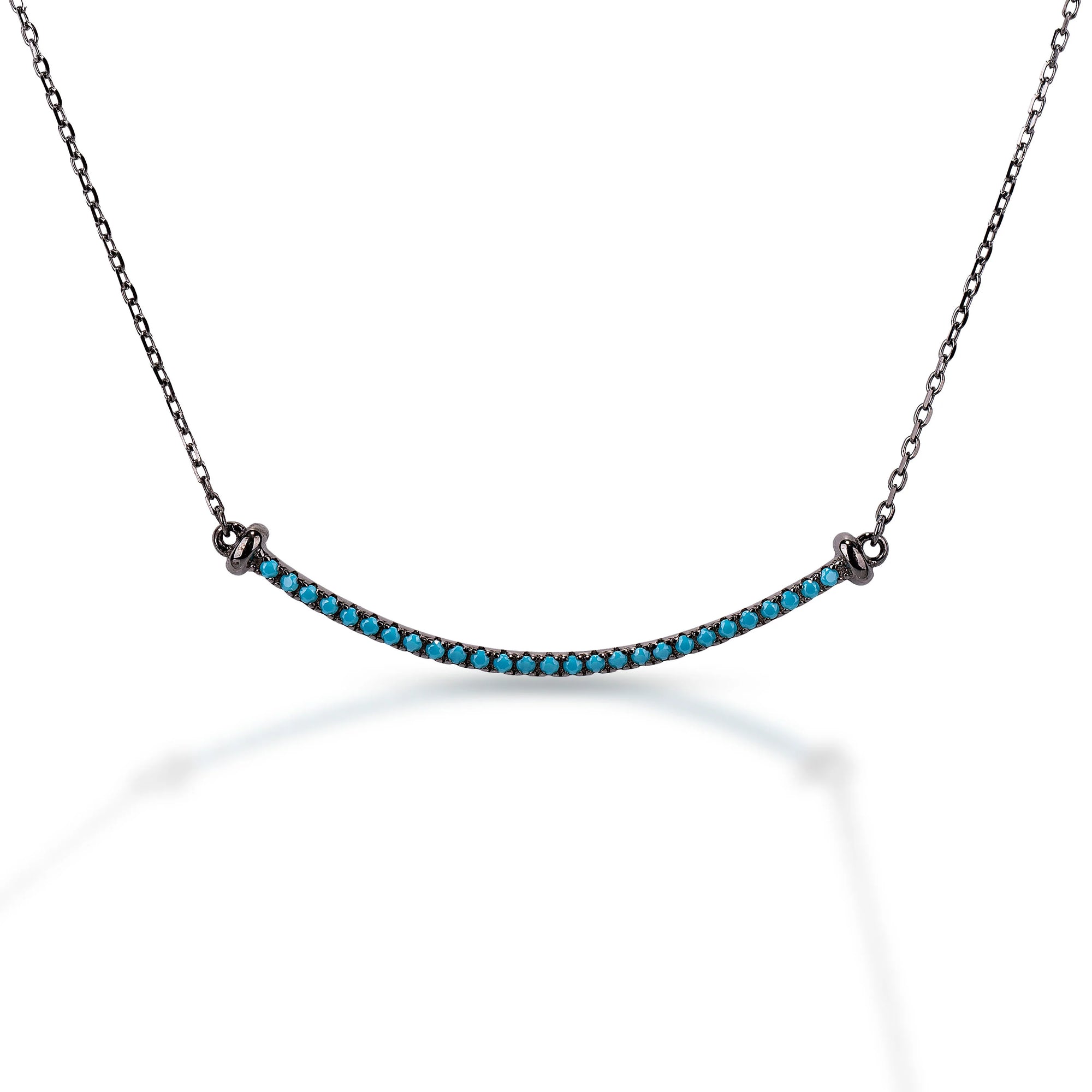 Kelly Herd Black Rhodium Plated Line Turquoise Stone Necklace STYLE KHSBGP01103TQ