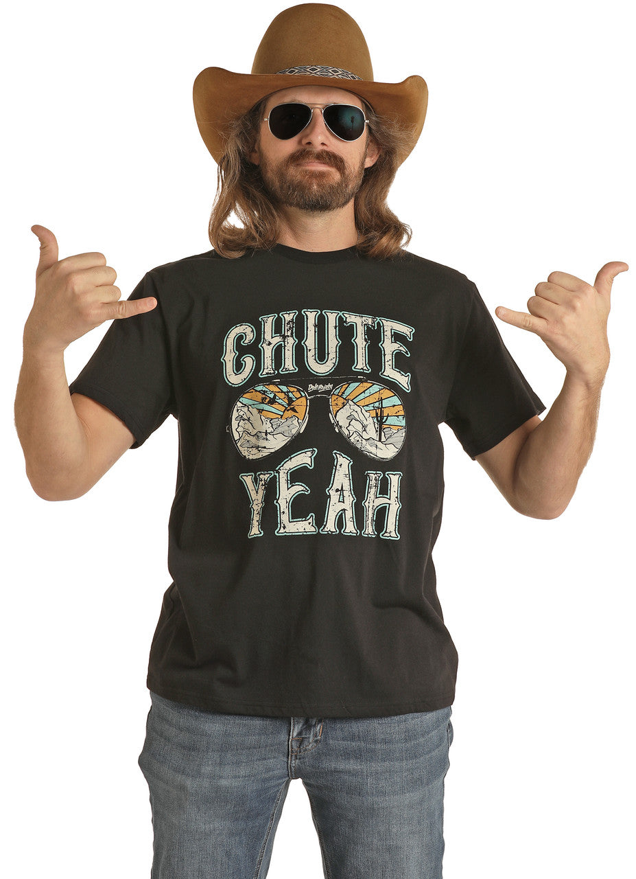 Rock & Roll Denim Dale Brisby Chute Yeah Graphic Black Tee STYLE RRUT21R06C