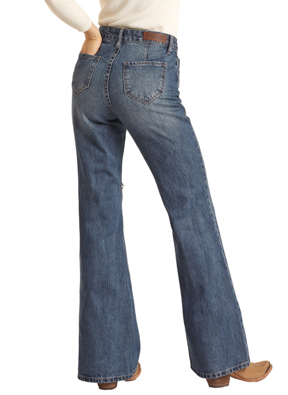 Rock & Roll Denim Women's High Rise Palazzo Flare Jean STYLE RRWD8HR0GX