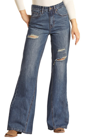 Rock & Roll Denim Women's High Rise Palazzo Flare Jean STYLE RRWD8HR0GX