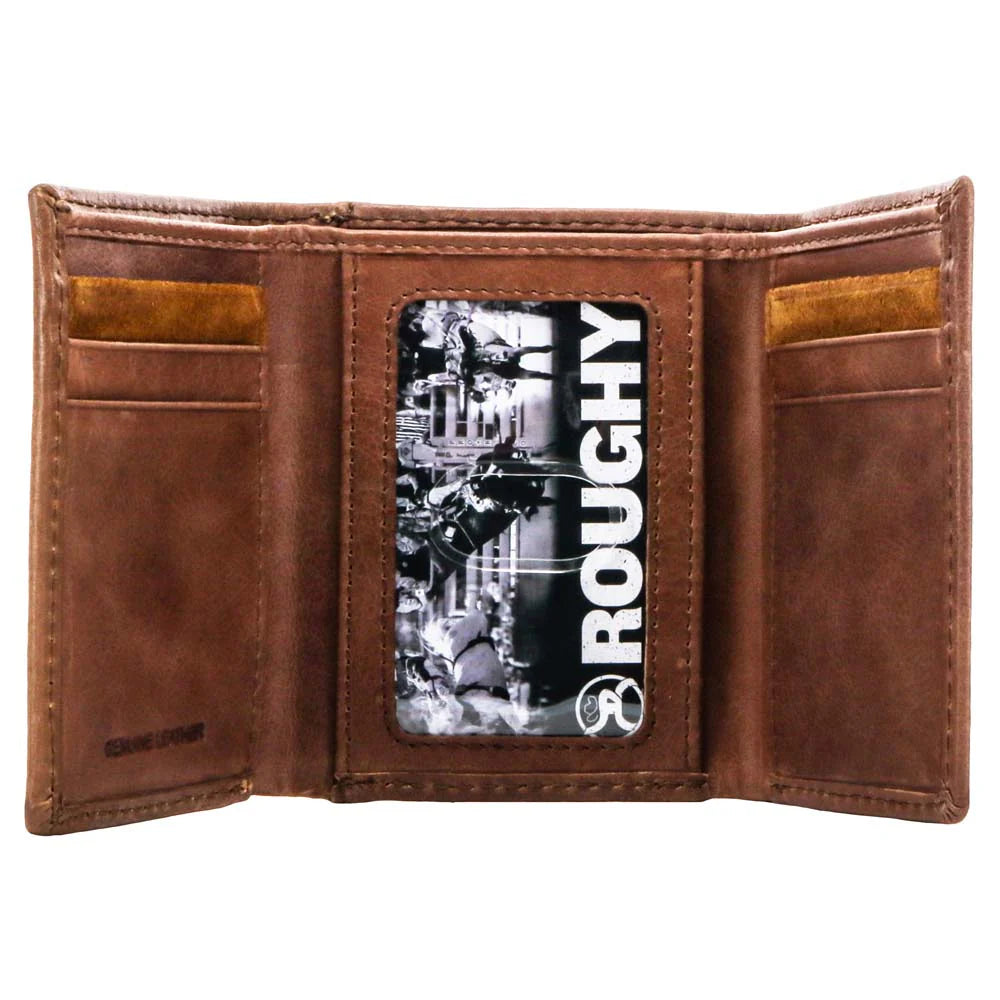 Hooey Roughout Leather Trifold Wallet STYLE RTF001-TNBR