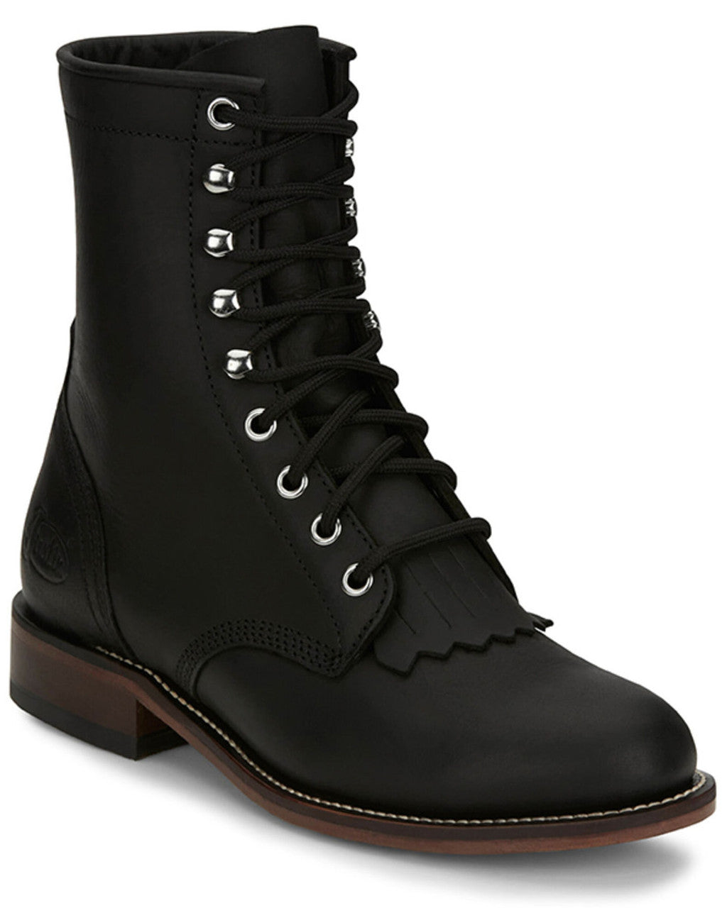 Justin Women's Black Lace Up Roper STYLE RP535