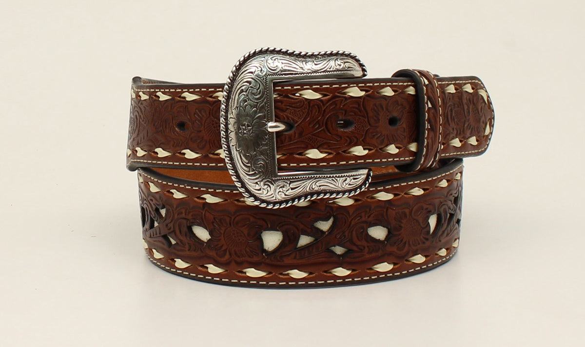Nocona Men's Floral Pierced Belt STYLE 2410908