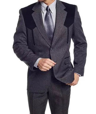 Circle S Men's Polyester Charcoal Suit Coat with Yoke STYLE CC297640