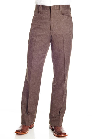 Circle S Men's Heather Chestnut Polyester Western Unhemmed Ranch Dress Pant STYLE CP477622