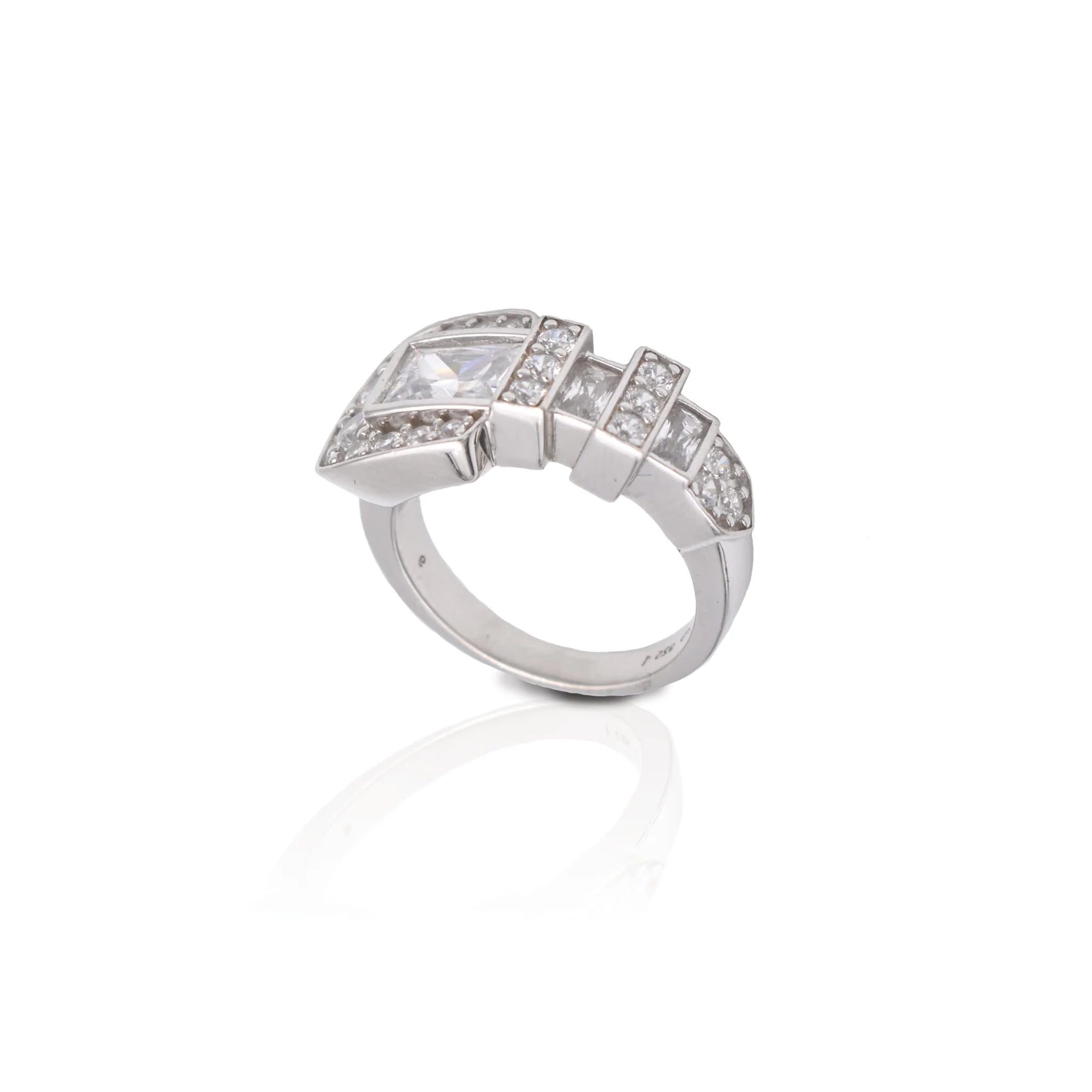Kelly Herd Clear Ranger Style Large Buckle Ring - Sterling Silver STYLE 3BXL