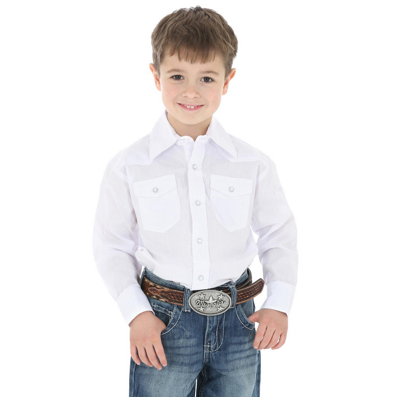 Wrangler Boy's White Long Sleeve Dress Shirt STYLE 204WHSL