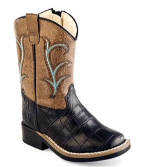 Old West Infant Black Gator Print Boot STYLE VB1012