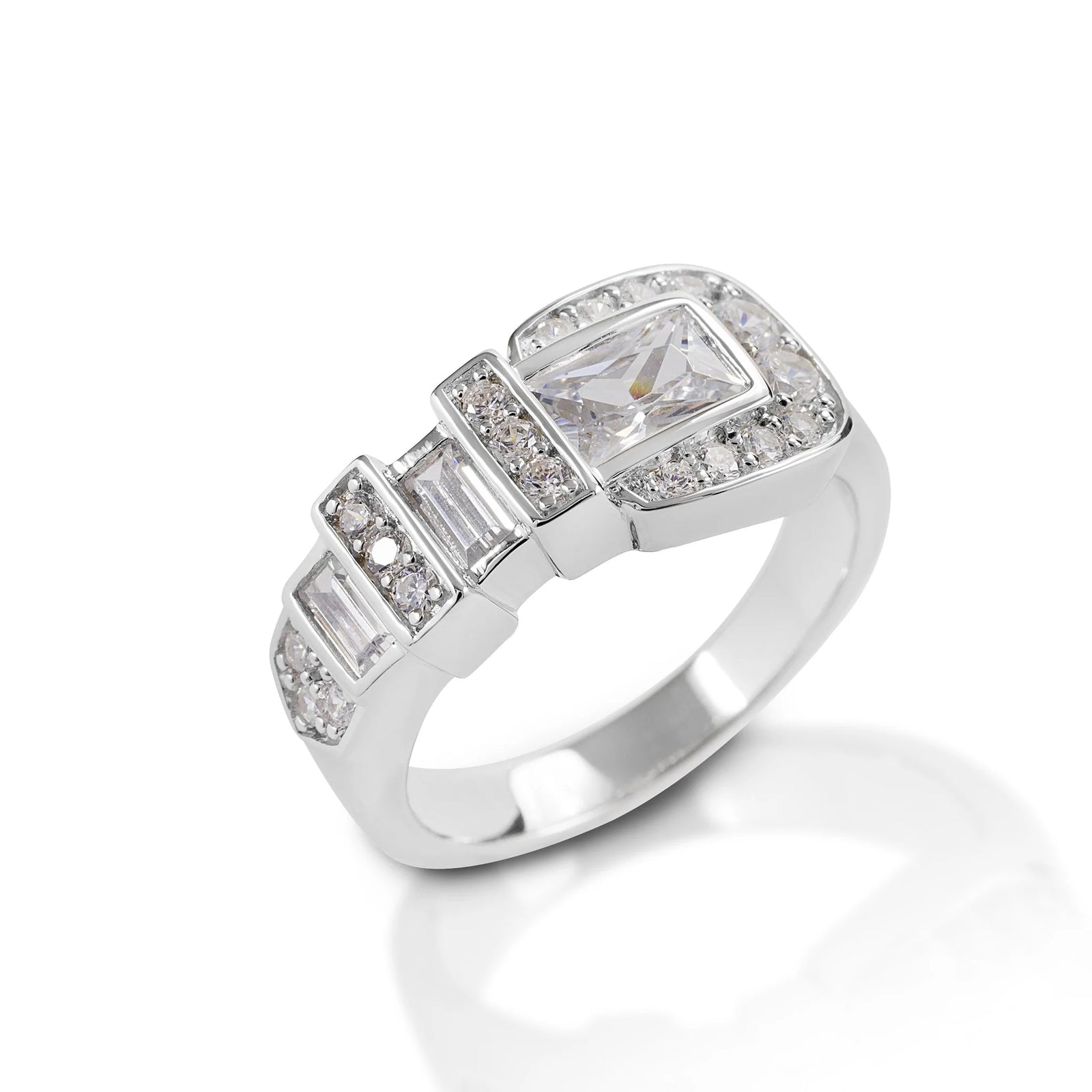 Kelly Herd Clear Ranger Style Buckle Ring - Sterling Silver STYLE 3B