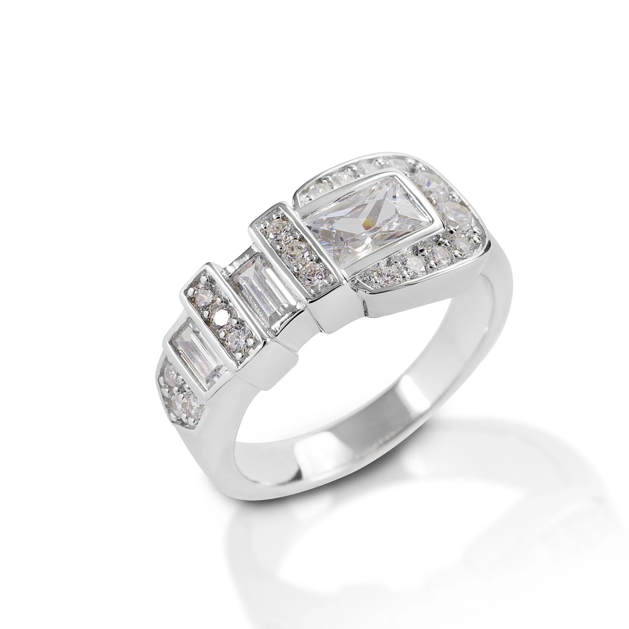 Kelly Herd Clear Ranger Style Buckle Ring - Sterling Silver STYLE 3B