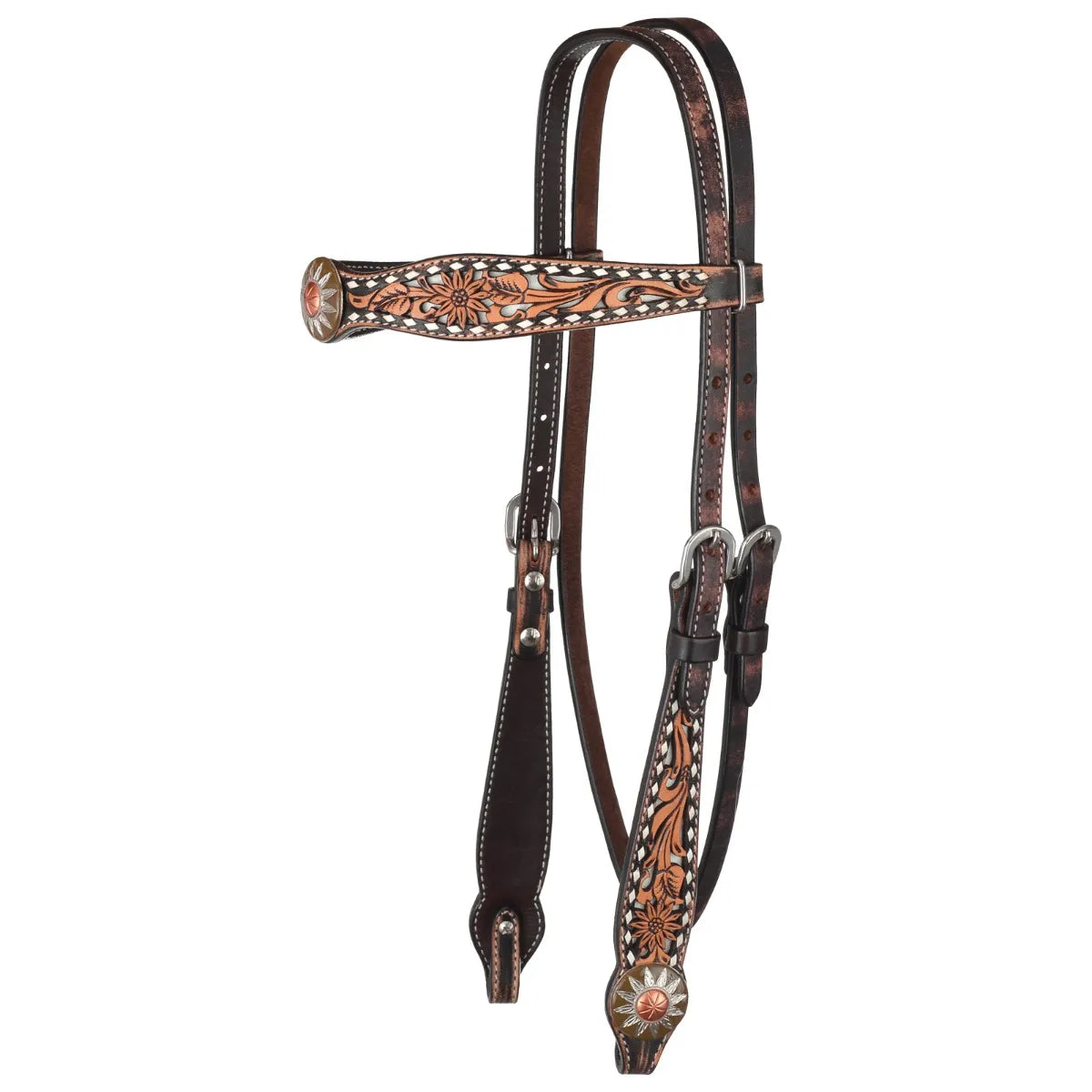 Circle Y White Daisy Filigree Browband Headstall STYLE 1007-12-SC
