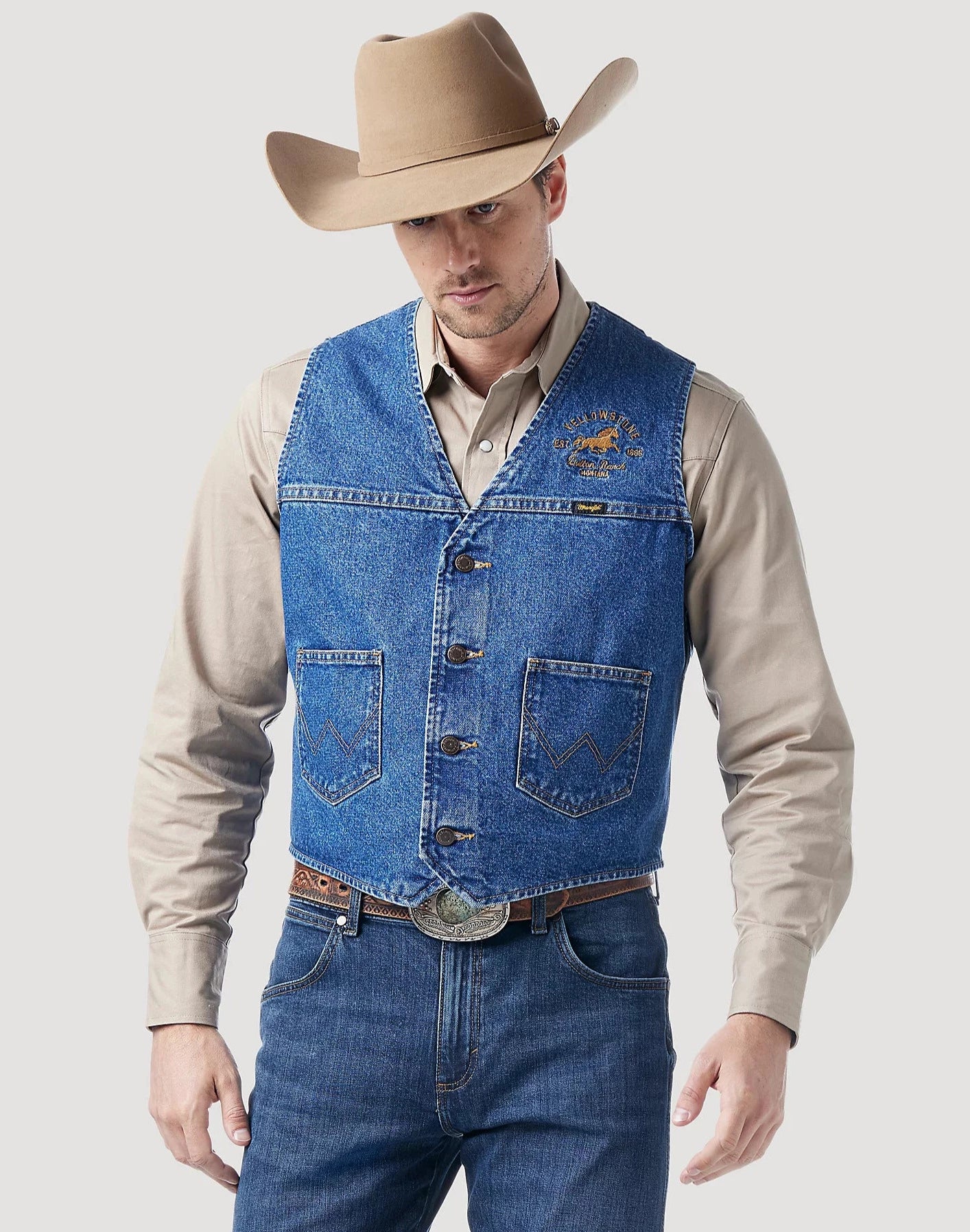 Wrangler denim vest hotsell