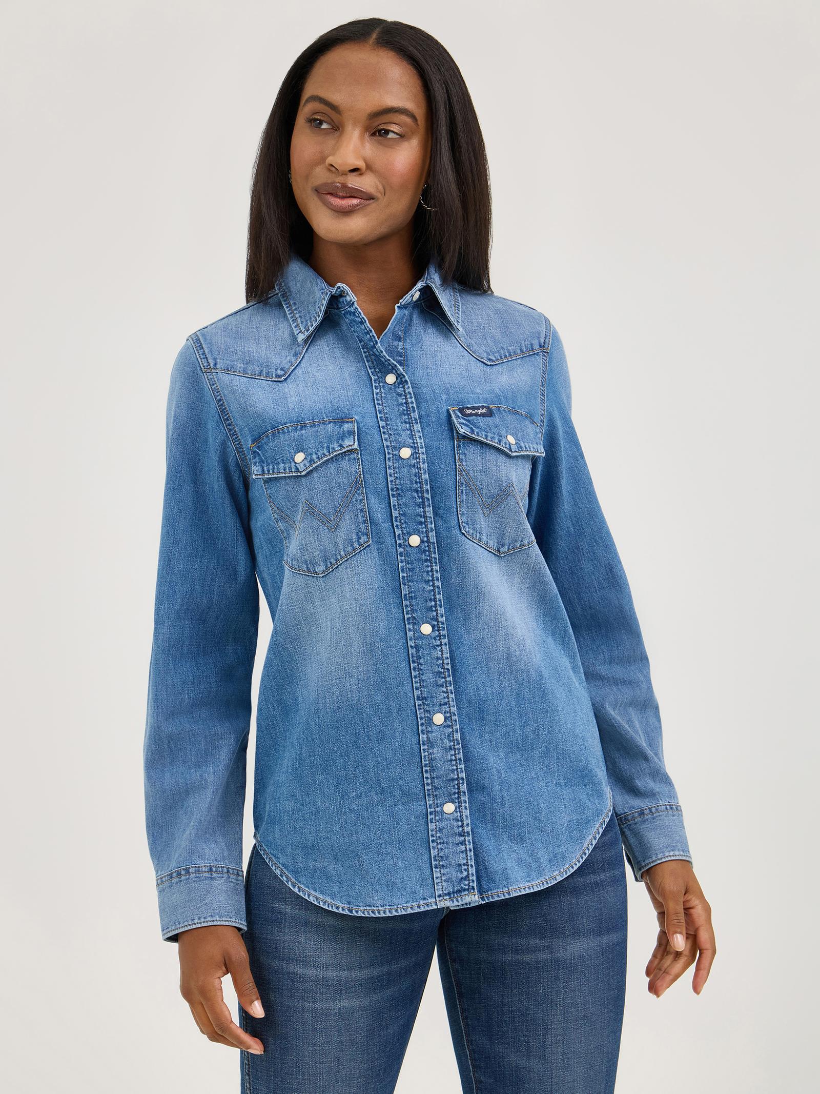 Wrangler Women's Denim Long Sleeve Shirt STYLE 112373723