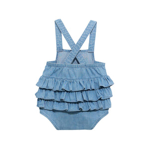 Wrangler Infant/Toddler Girl's Denim Ruffle Bodysuit STYLE 112374986