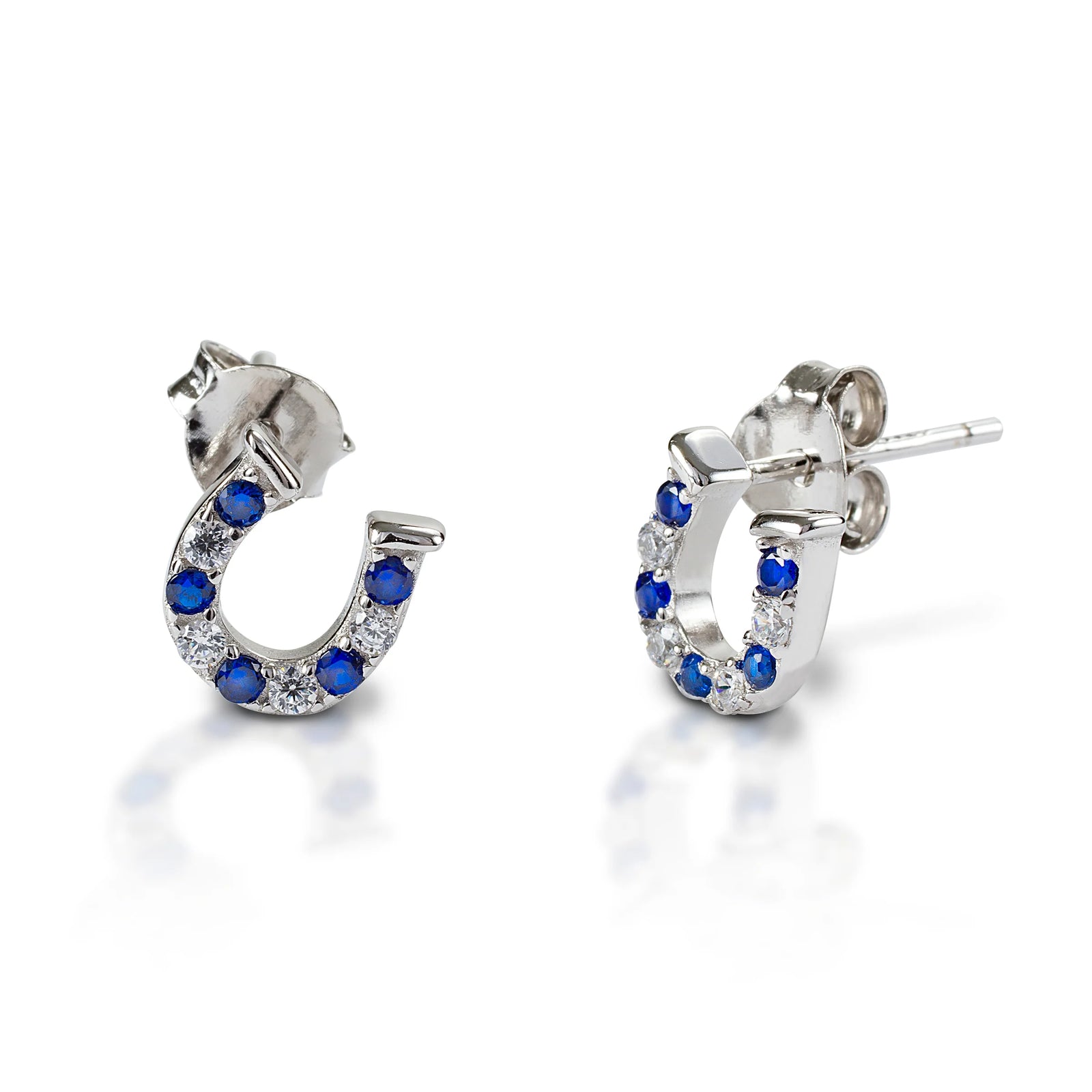 Kelly Herd Blue & Clear Horseshoe Earrings STYLE 11B