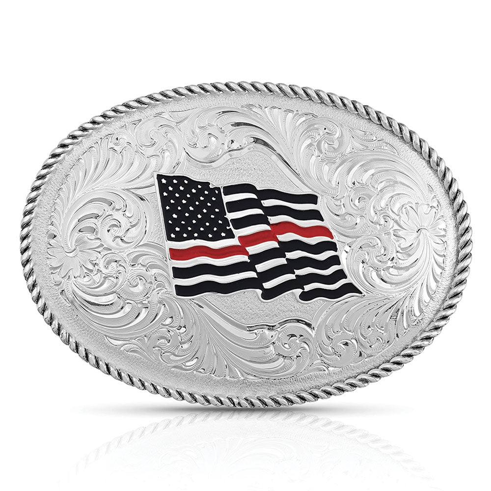 Montana Silversmiths Thin Red Line Flag Buckle STYLE 1340TRL