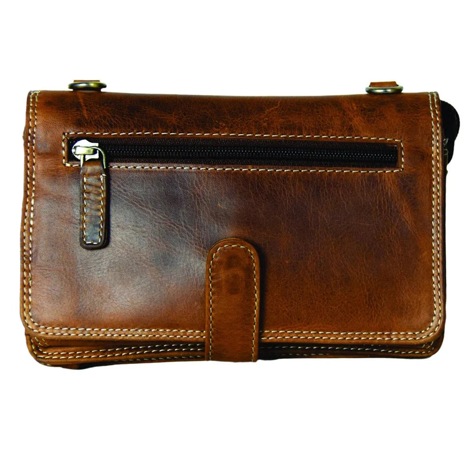 Rugged Earth Leather Wallet with fold-over ID sold holder