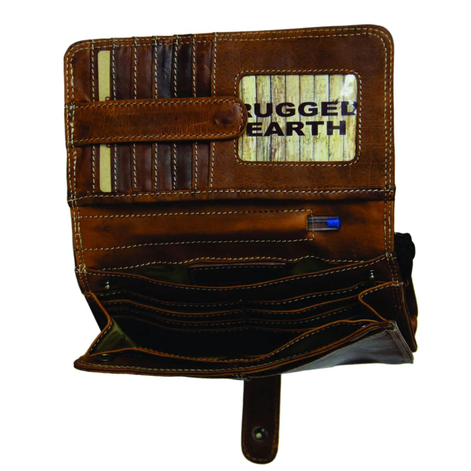 Rugged Earth Leather Wallet with fold-over ID sold holder