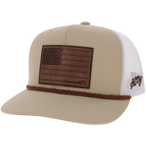 Hooey Liberty Roper Leather Patch Cap  STYLE 2610T-TNWH