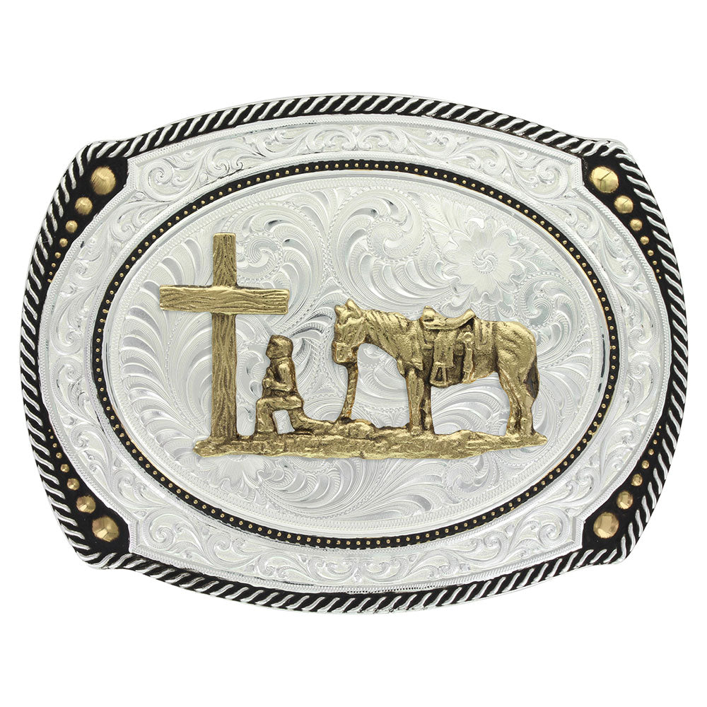 Montana Silversmiths Cameo Roped Buckle with Christian Cowboy STYLE 31210-731