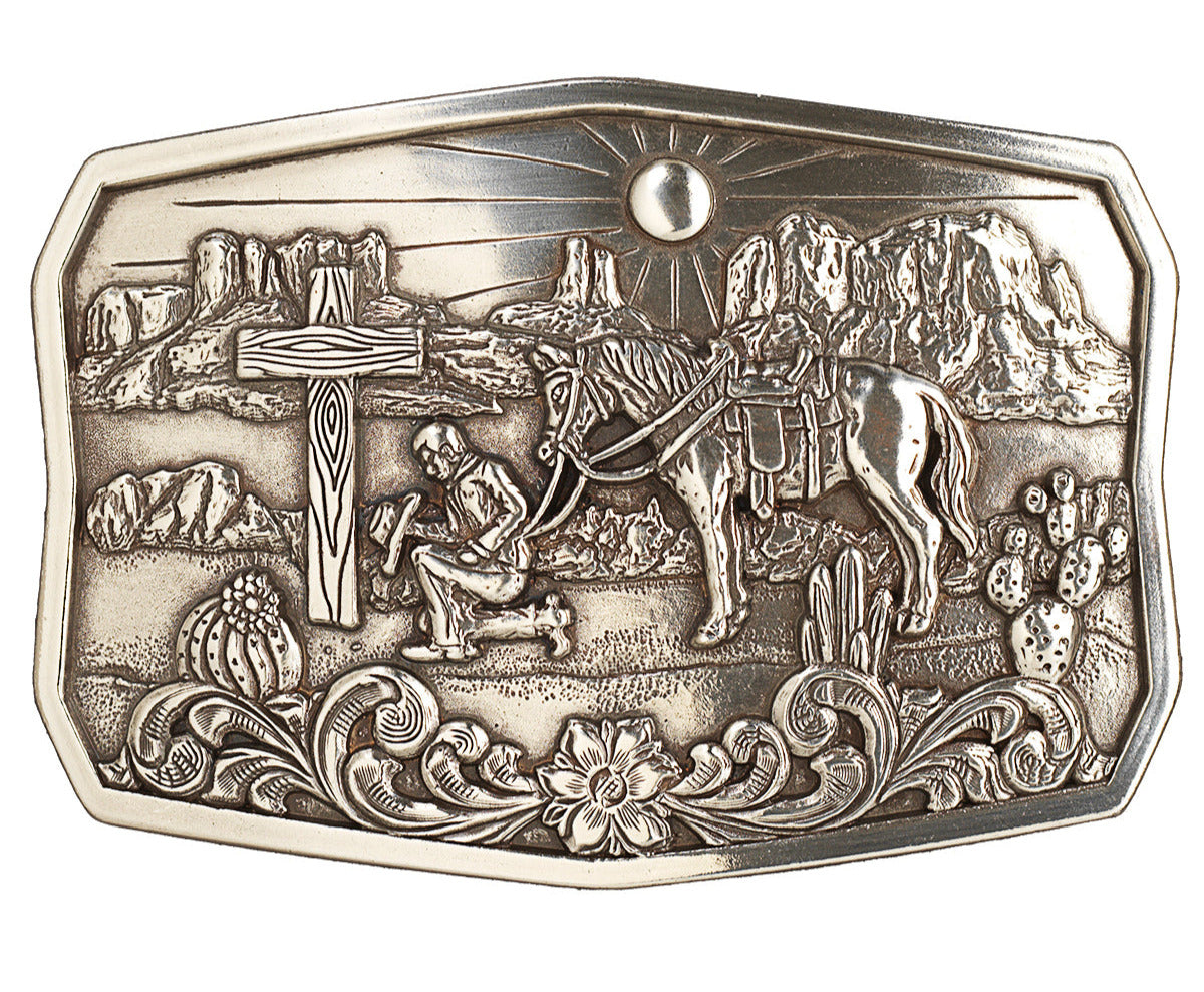 Nocona Rectangle Praying Cowboy Buckle STYLE 37909
