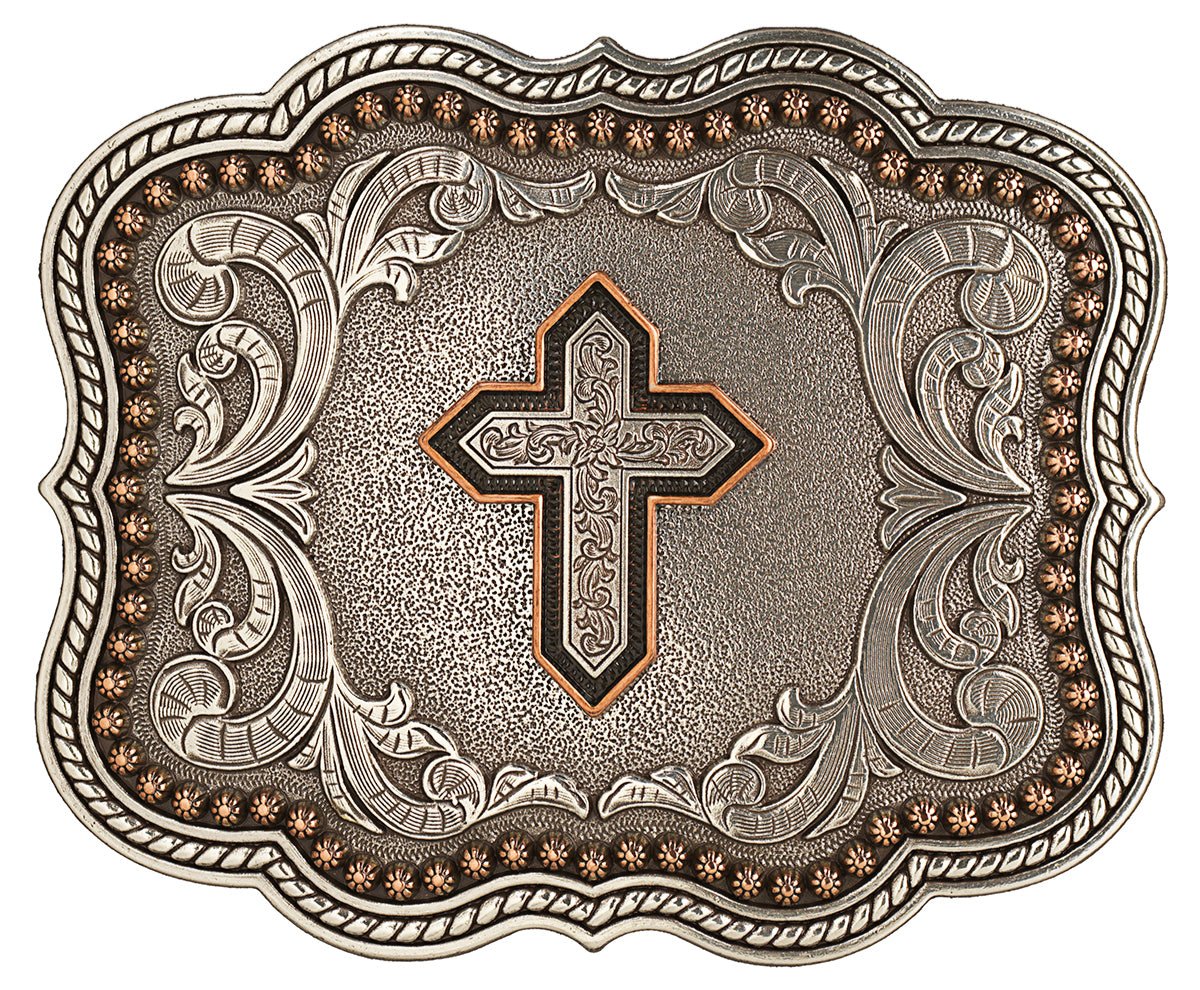 Nocona Rectangle Scalloped Copper Cross Buckle STYLE 37911