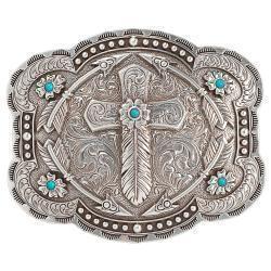 Blazin Roxx Ladies Buckle Feather Cross Arrows Silver STYLE 37939