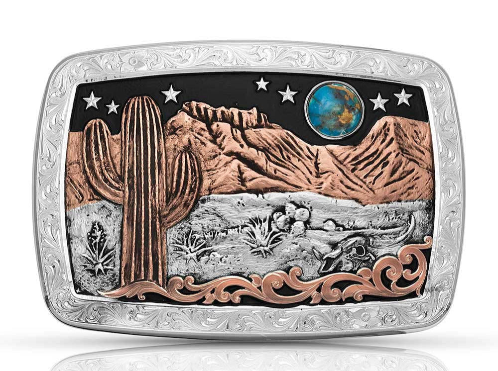 Montana Silversmiths Desert Moon Turquoise Cactus Buckle STYLE 42110