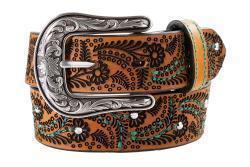 Nocona Girl's Turquoise Paisley Stitched Belt STYLE 4444002