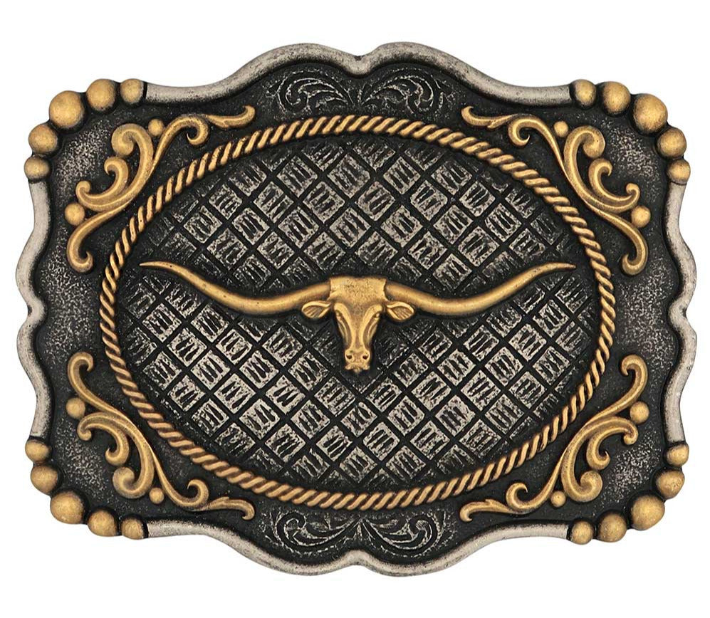 Montana Silversmiths Framed Longhorn Attitude Buckle STYLE A1003P