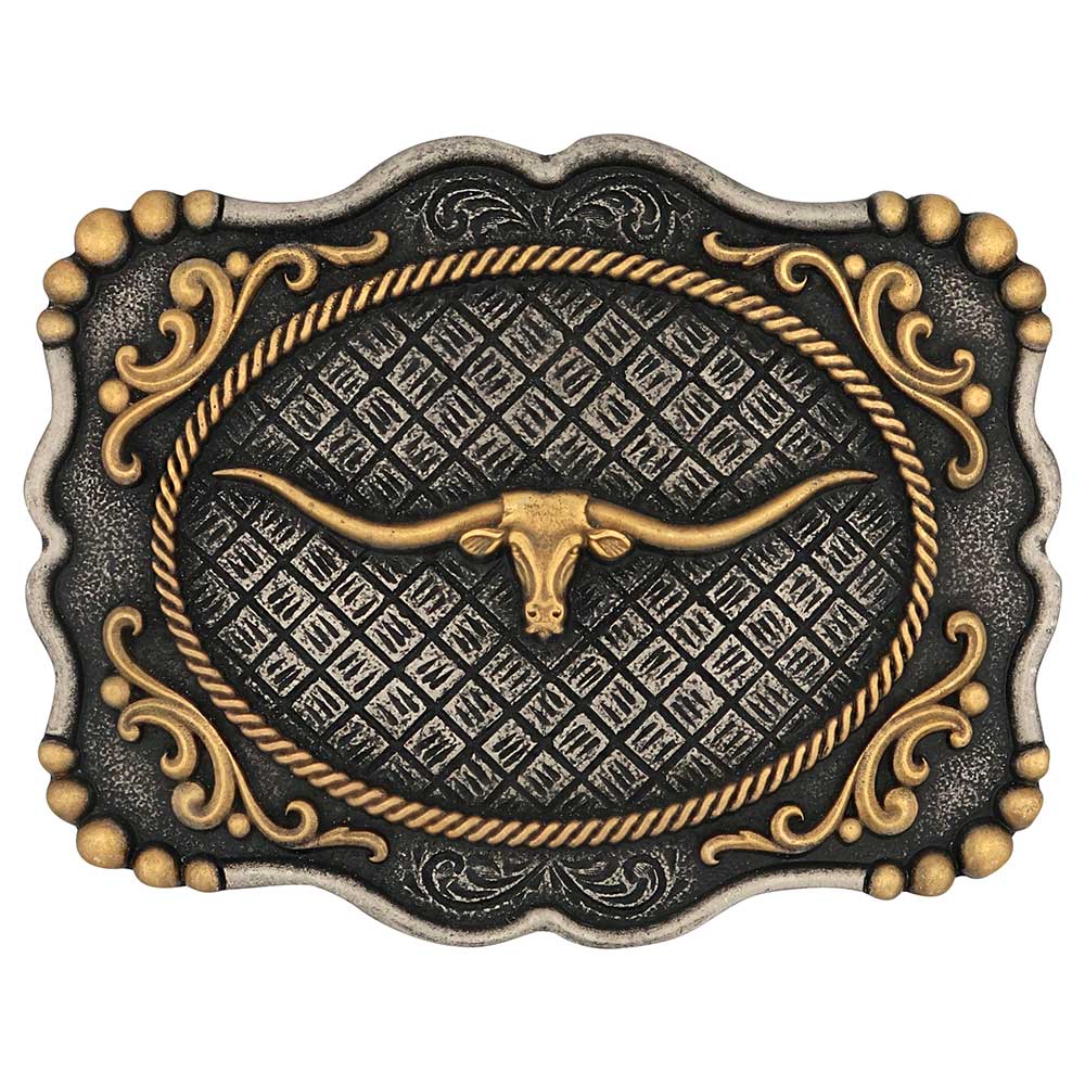 Montana Silversmiths Framed Longhorn Attitude Buckle STYLE A1003P