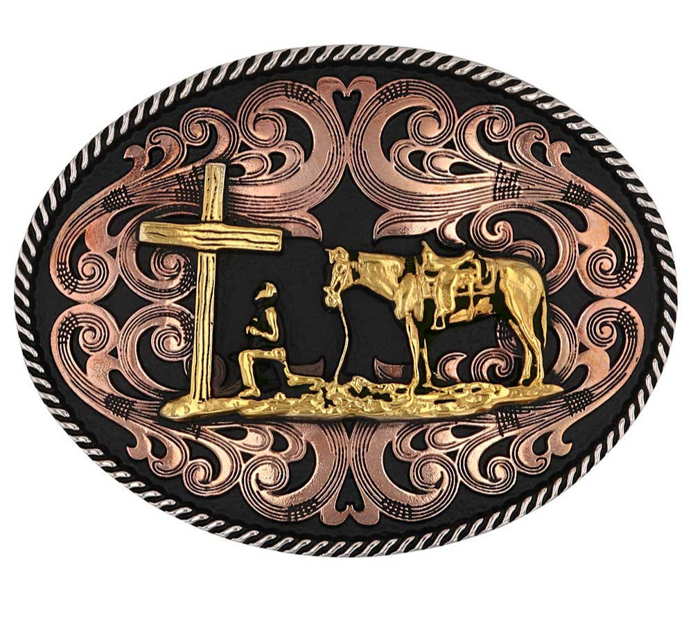 Montana Silversmiths Tri-tone Christian Cowboy Attitude Buckle STYLE A1005