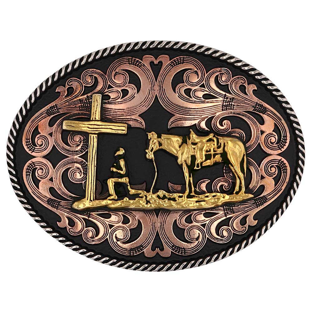 Montana Silversmiths Tri-tone Christian Cowboy Attitude Buckle STYLE A1005