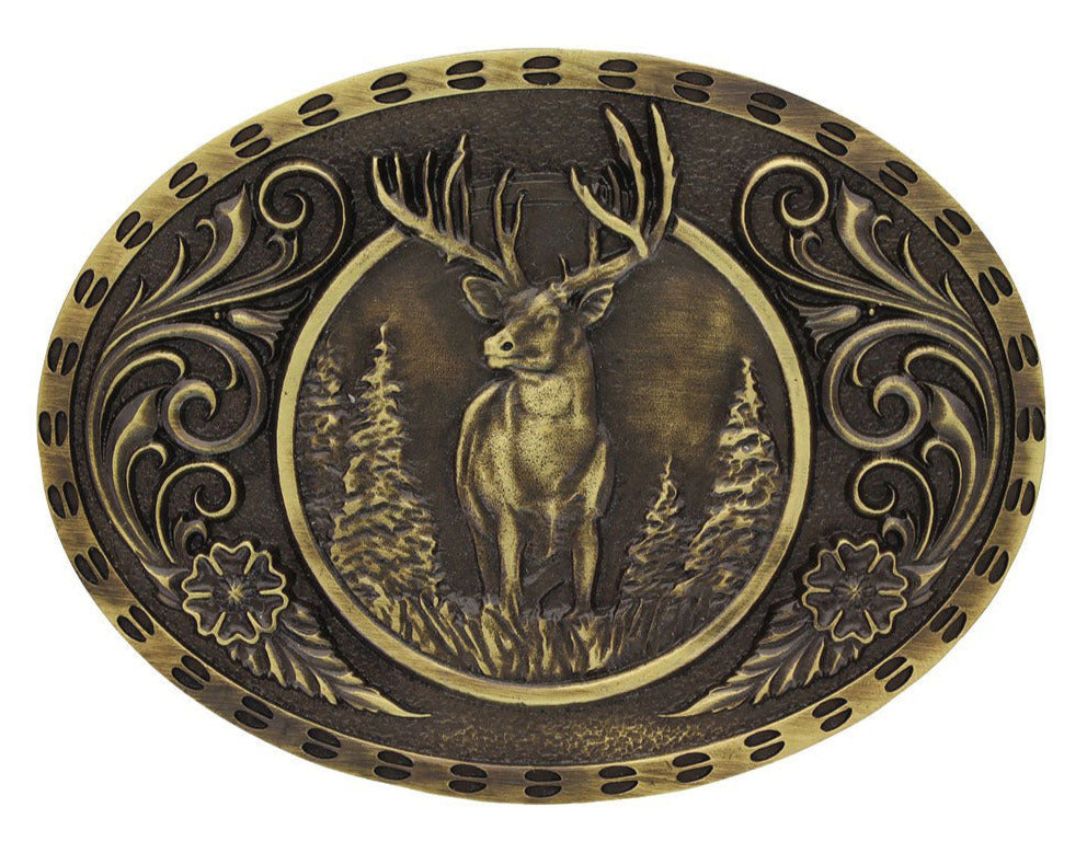 Montana Silversmiths Attitude Heritage Outdoor Series Wild Stag Carved Buckle STYLE A507C