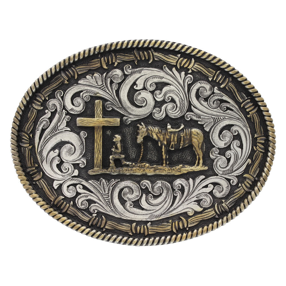 Montana Silversmiths Attitude Two tone Rope & Barbed Wire Classic Impressions Christian Cowboy Buckle STYLE A543