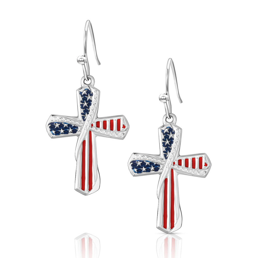 Montana Silversmiths Stars & Stripes Cross Earrings STYLE AMER6585