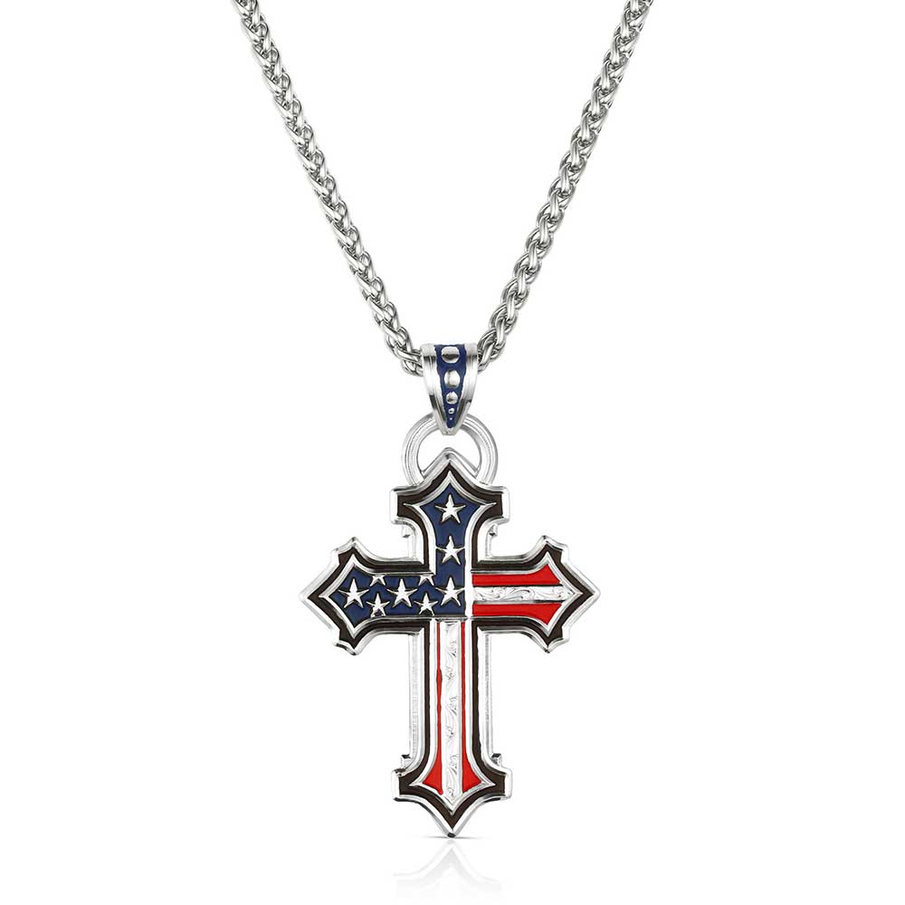Montana Silversmiths American Flag Cross Necklace STYLE AMNC6174