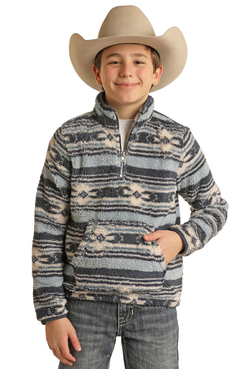 Rock & Roll Denim Aztec Print Pullover STYLE BB91T03009