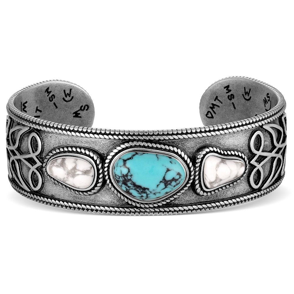 Montana Silversmiths Boot Stitch Turquoise Cuff Bracelet STYLE BC6604