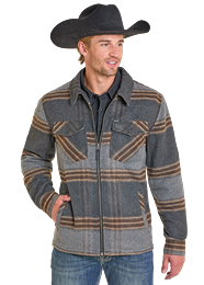 Rock and Roll Denim Men's Plaid Full Zip Shirt Jacket STYLE BM92C06714