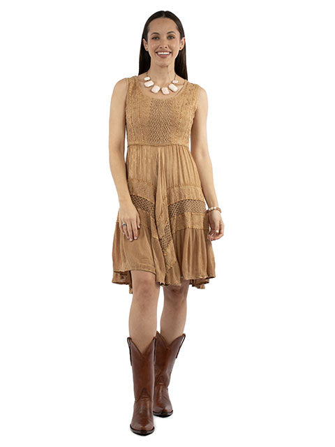 Scully Women's Embroidered Beige Western Dress STYLE HC1000-BEI