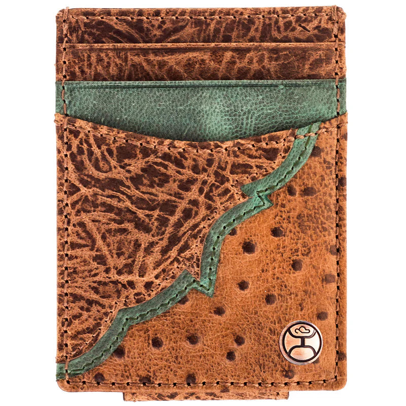 Hooey Ostrich Print Money ClipSTYLE HMC032-TNBR